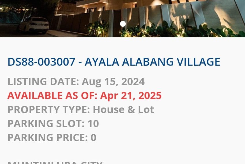 Ayala alabang House Muntinlupa